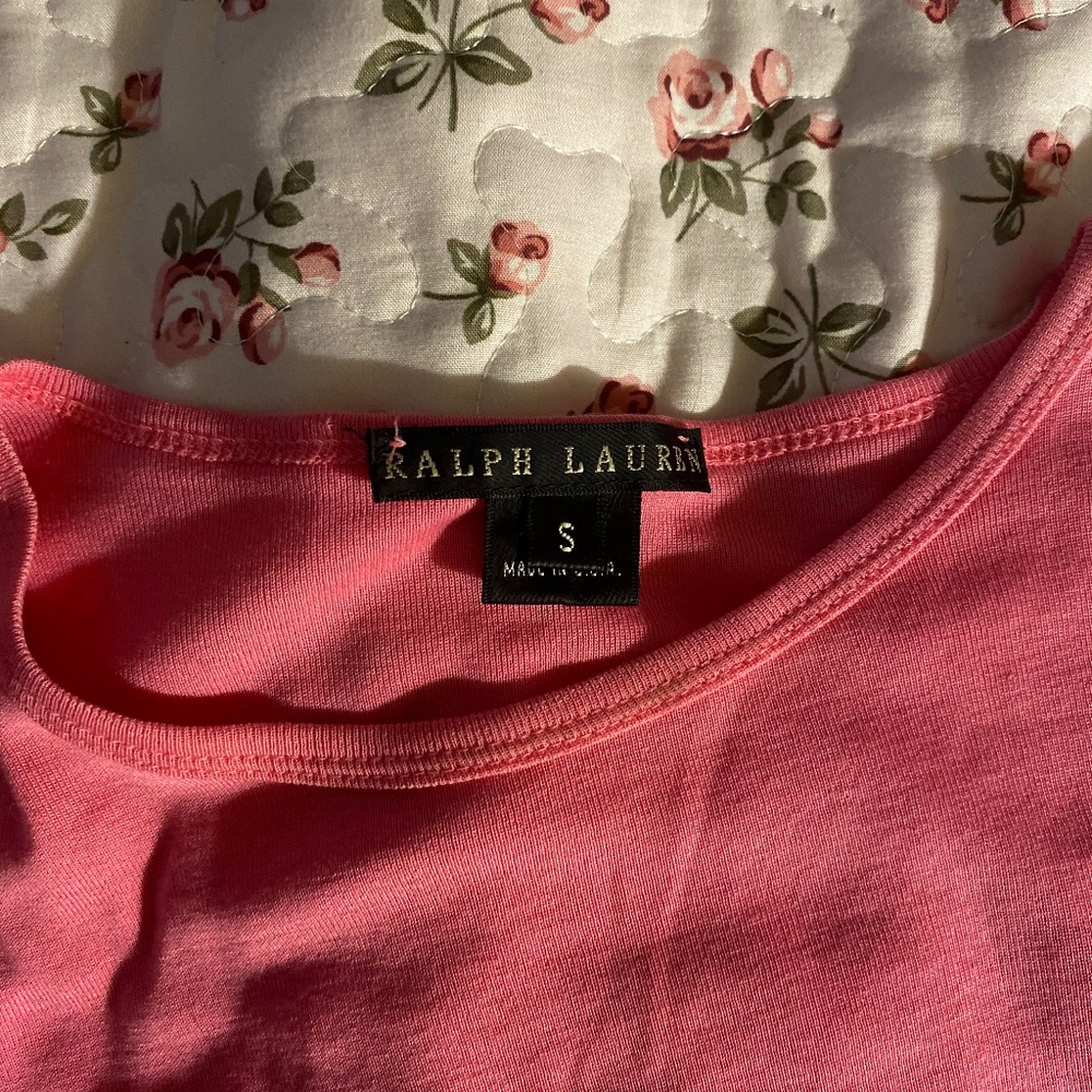 RALPH LAUREN pink tshirt vintage 2000s tight fitting tee